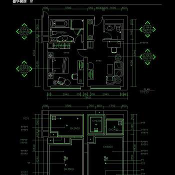 豪华客房cad图纸