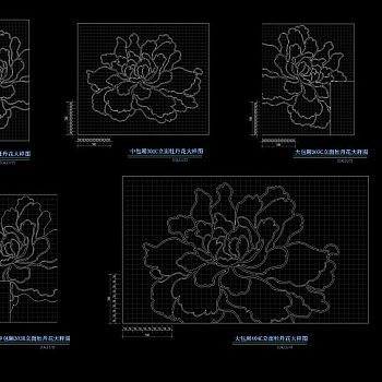 包厢牡丹花大样尺寸图cad图纸