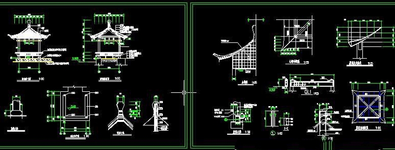 景观古建四角<a href=https://www.yitu.cn/su/7053.html target=_blank class=infotextkey>亭</a>CAD施工详图