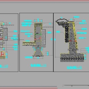 三套景观挡墙做法CAD施工大样详图3D模型