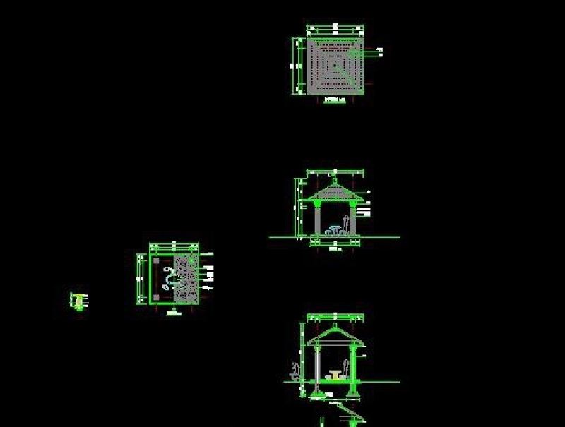 景观四角木<a href=https://www.yitu.cn/su/7053.html target=_blank class=infotextkey>亭</a>CAD施工详图大样图