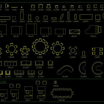 家具陈设cad标准图块图库