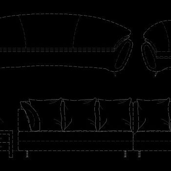 沙发立面cad图块