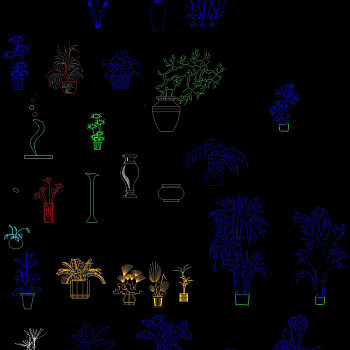 室内绿化饰品陈设CAD图库
