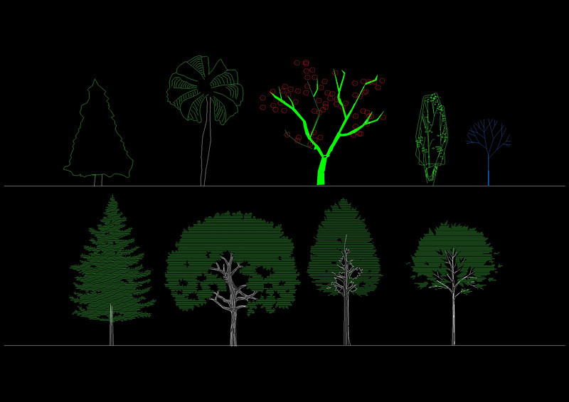 园林景观<a href=https://www.yitu.cn/sketchup/zhiwu/index.html target=_blank class=infotextkey><a href=https://www.yitu.cn/su/7836.html target=_blank class=infotextkey>植物</a></a>cad立面图库