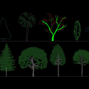 园林景观植物cad立面图库3D模型
