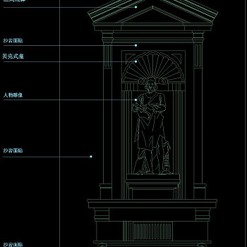 大门雕塑cad图块素材