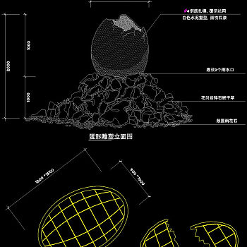 雕塑详图cad图纸素材