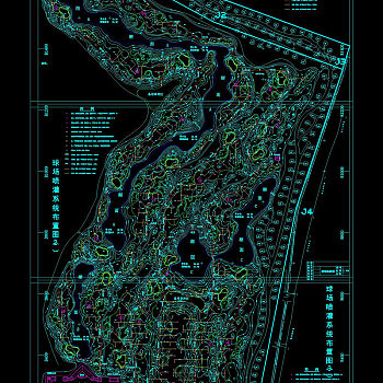 高尔夫球场地形及喷灌系统图cad图纸