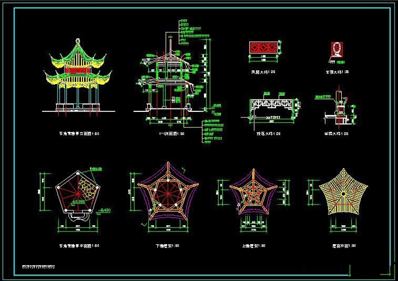 五角<a href=https://www.yitu.cn/su/7053.html target=_blank class=infotextkey>亭</a>CAD<a href=https://www.yitu.cn/su/7293.html target=_blank class=infotextkey>建筑<a href=https://www.yitu.cn/su/7937.html target=_blank class=infotextkey>图纸</a></a>