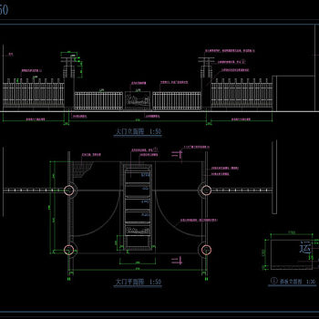 大门平立面cad图纸