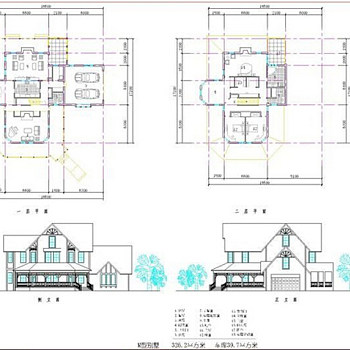欧式二层别墅CAD图纸