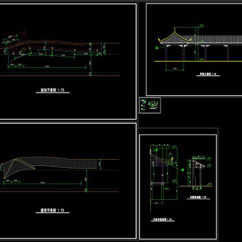 亭廊建筑施工图CAD图纸