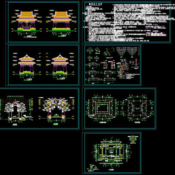万佛亭施工图cad图纸