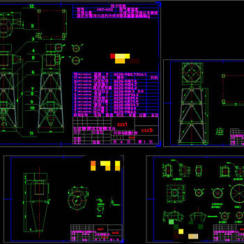 旋风除尘器和支架全套图CAD机械图纸
