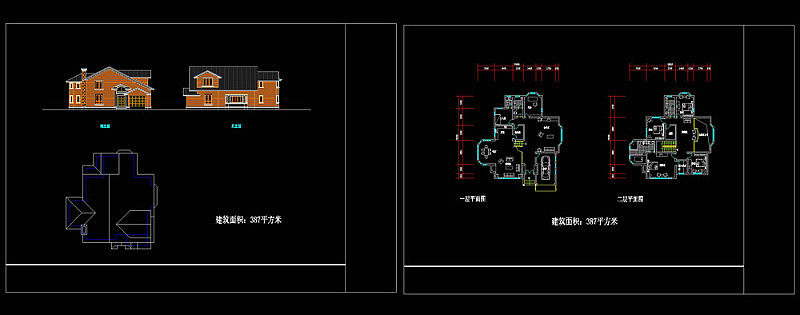 别墅平立面图cad图