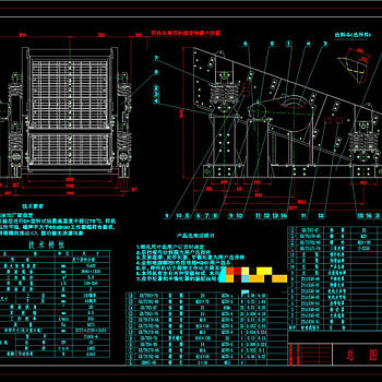 振动筛总图设计CAD机械图纸