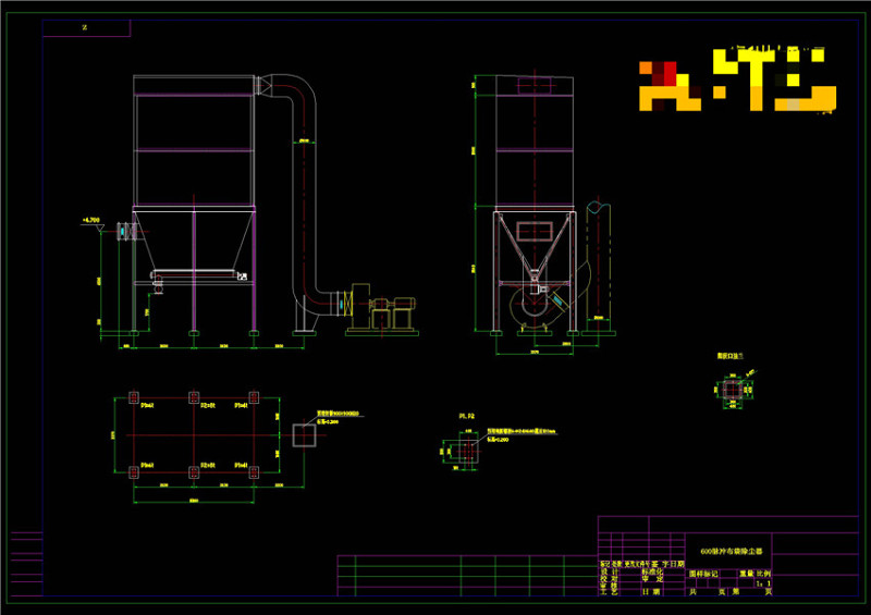 脉冲除尘器设备布置图CAD机械<a href=https://www.yitu.cn/su/7937.html target=_blank class=infotextkey>图纸</a>