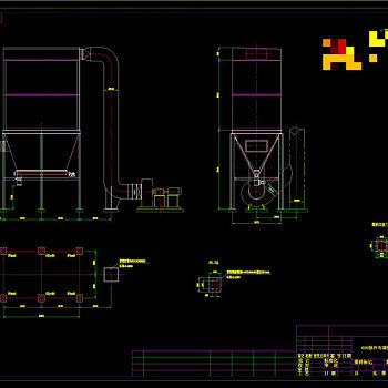 脉冲除尘器设备布置图CAD机械图纸
