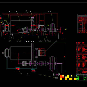 磨机总装图CAD机械图纸