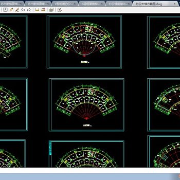 扇形办公CAD方案设计施工图纸