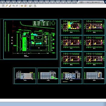 现代化6层全套办公楼CAD方案设计图