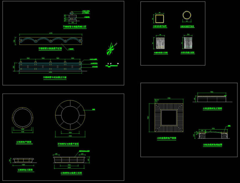 凳池cad细部景观