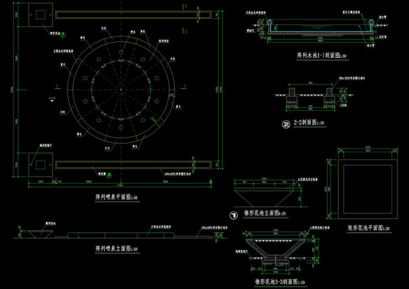 喷泉cad素材大样图