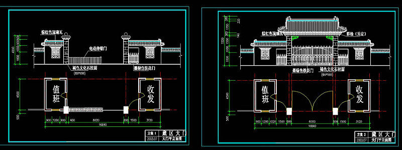 藏区大门cad图纸