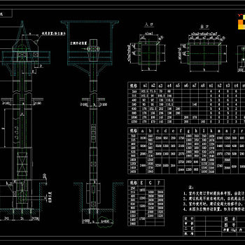 提升机标准规格的样本总图CAD机械图纸