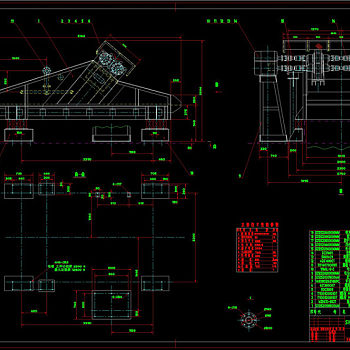水洗筛安装图CAD机械图纸