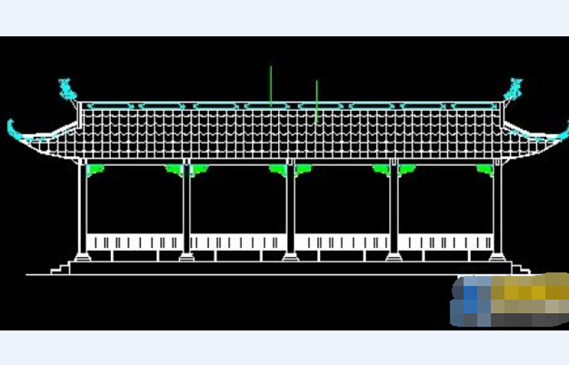 某景点<a href=https://www.yitu.cn/su/6944.html target=_blank class=infotextkey>长廊</a>古建建筑和cad结构图
