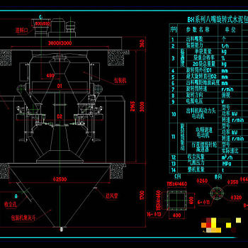 系列八嘴旋转式水泥包装机CAD机械图纸