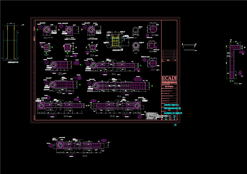 柱及剪力墙配筋图cad素材