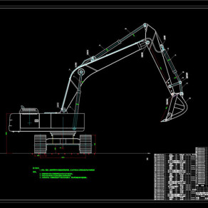 挖掘机装配图CAD机械图纸3D模型