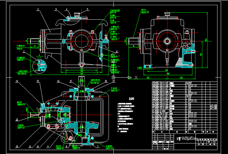 锥齿轮减速器CAD<a href=https://www.yitu.cn/su/7937.html target=_blank class=infotextkey>图纸</a>