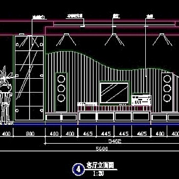 电视机背景墙cad图块6