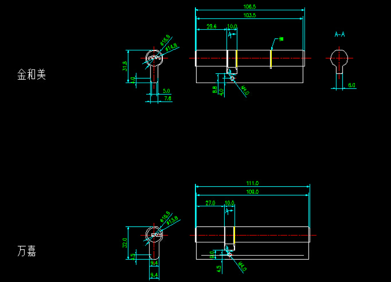 防盗门锁芯CAD<a href=https://www.yitu.cn/su/7937.html target=_blank class=infotextkey>图纸</a>