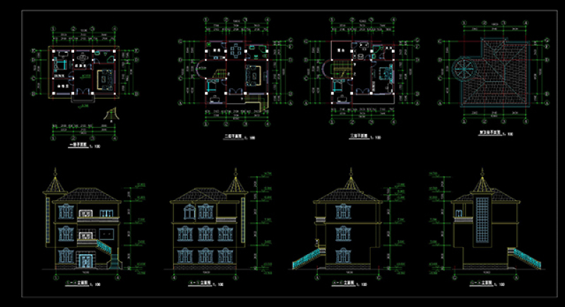 农村别墅cad<a href=https://www.yitu.cn/su/7590.html target=_blank class=infotextkey>设计</a>图