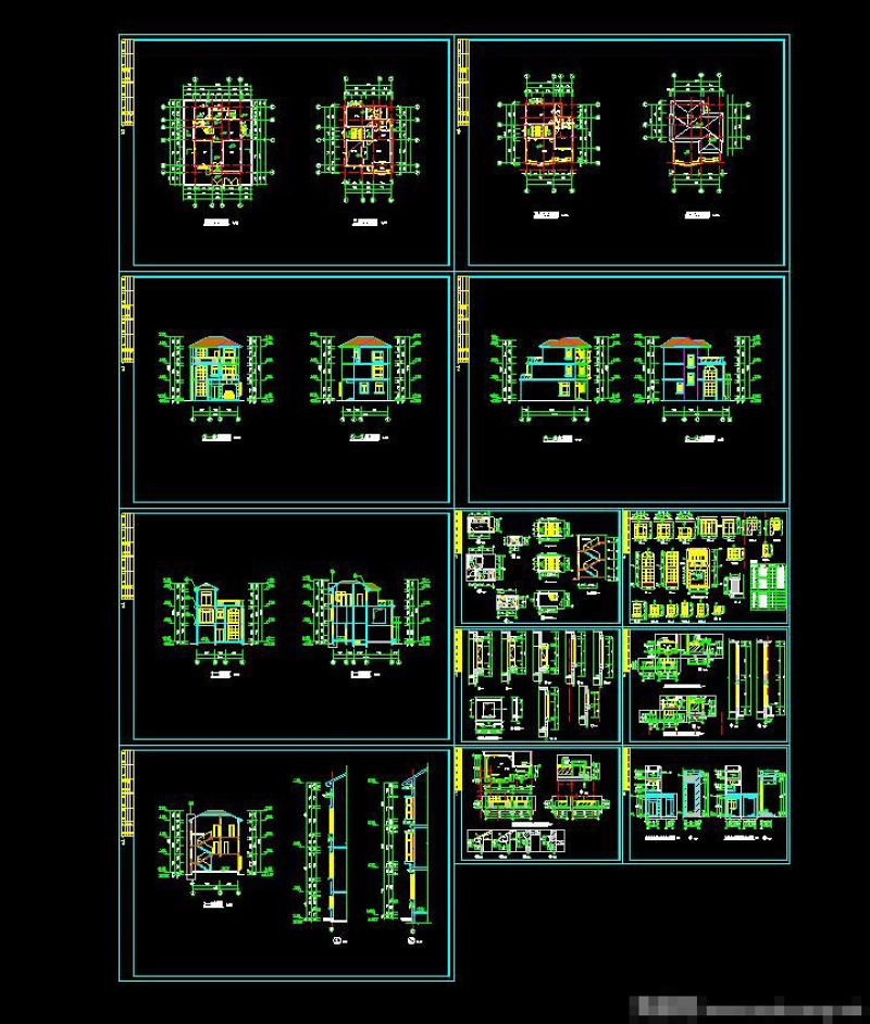 三层别墅cad施工图