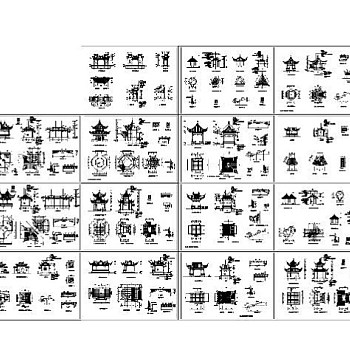 中式亭施工cad图