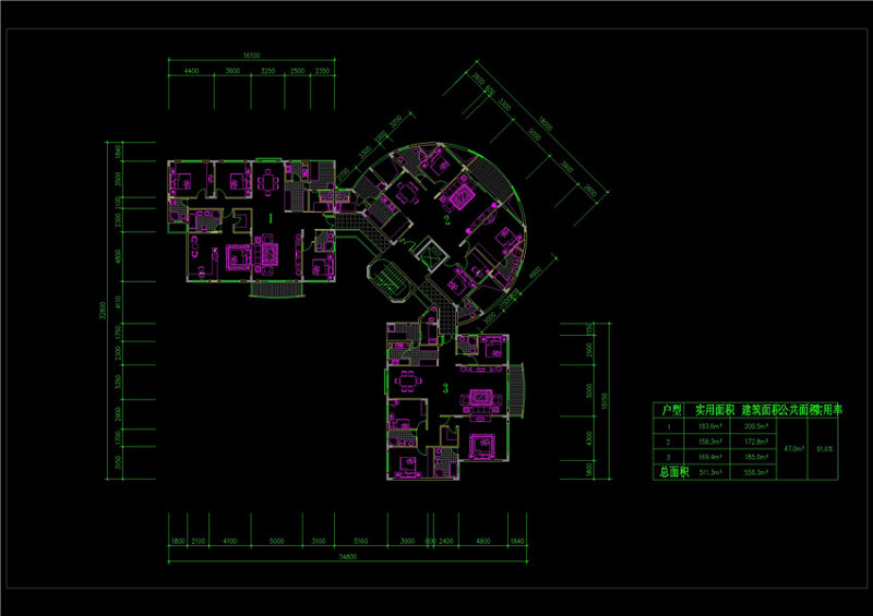 三户cad<a href=https://www.yitu.cn/su/7392.html target=_blank class=infotextkey>平面</a>