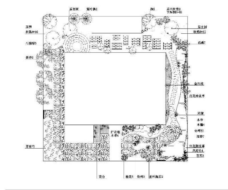 别墅景观<a href=https://www.yitu.cn/su/7558.html target=_blank class=infotextkey>绿化</a>CAD图