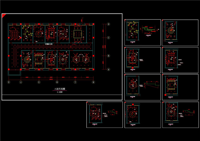 室内cad装修天<a href=https://www.yitu.cn/sketchup/huayi/index.html target=_blank class=infotextkey>花</a>造型CAD<a href=https://www.yitu.cn/su/7937.html target=_blank class=infotextkey>图纸</a>