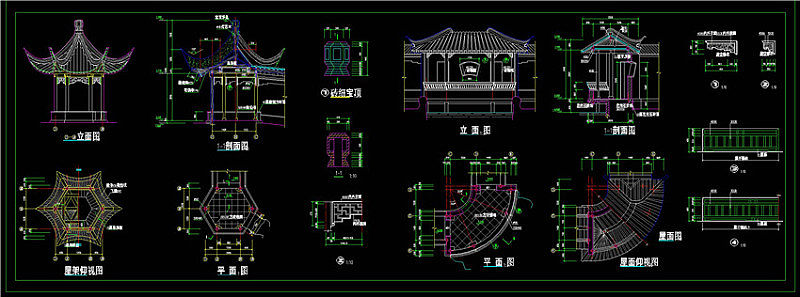 苏式亭阁大样及详图CAD图纸