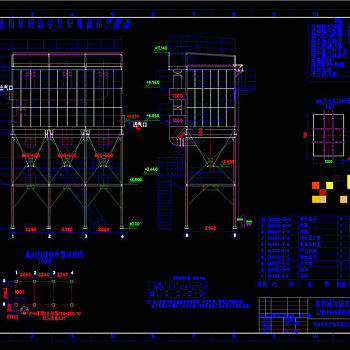 高效脉冲袋式除尘器CAD机械图纸