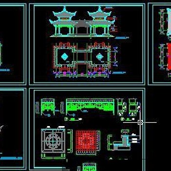 景观四角重檐亭CAD施工详图