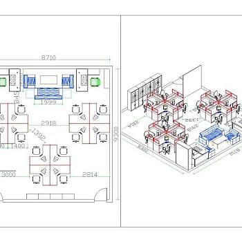 cad室内布局办公家具平面设计图纸