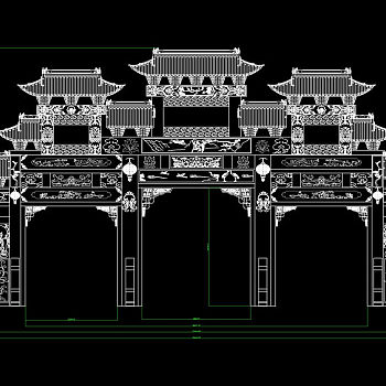 石牌坊cad图纸