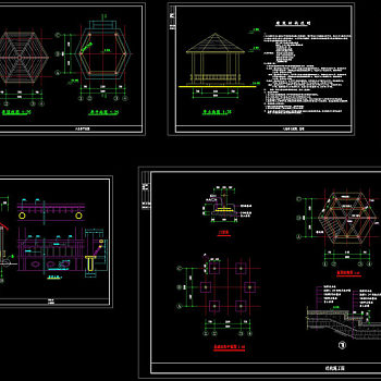 六角亭cad图纸